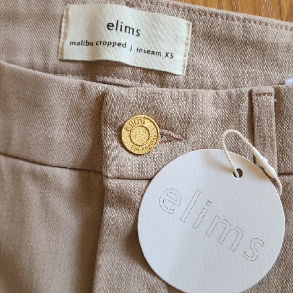 NEW NWT ELIMS THE MALIBU WIDE LEG CROPPED CHINO PANT HIGH RISE STRETCH COTTON XS - Picture 7 of 9